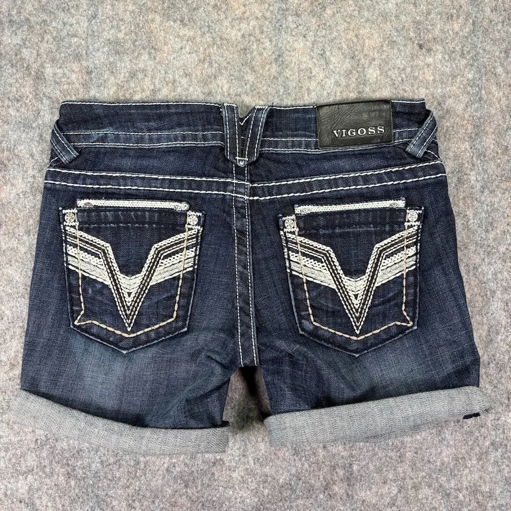 Vigoss‎ Denim Shorts Women's 26 x5 The Dublin Bermuda Embroidered Jorts Jean